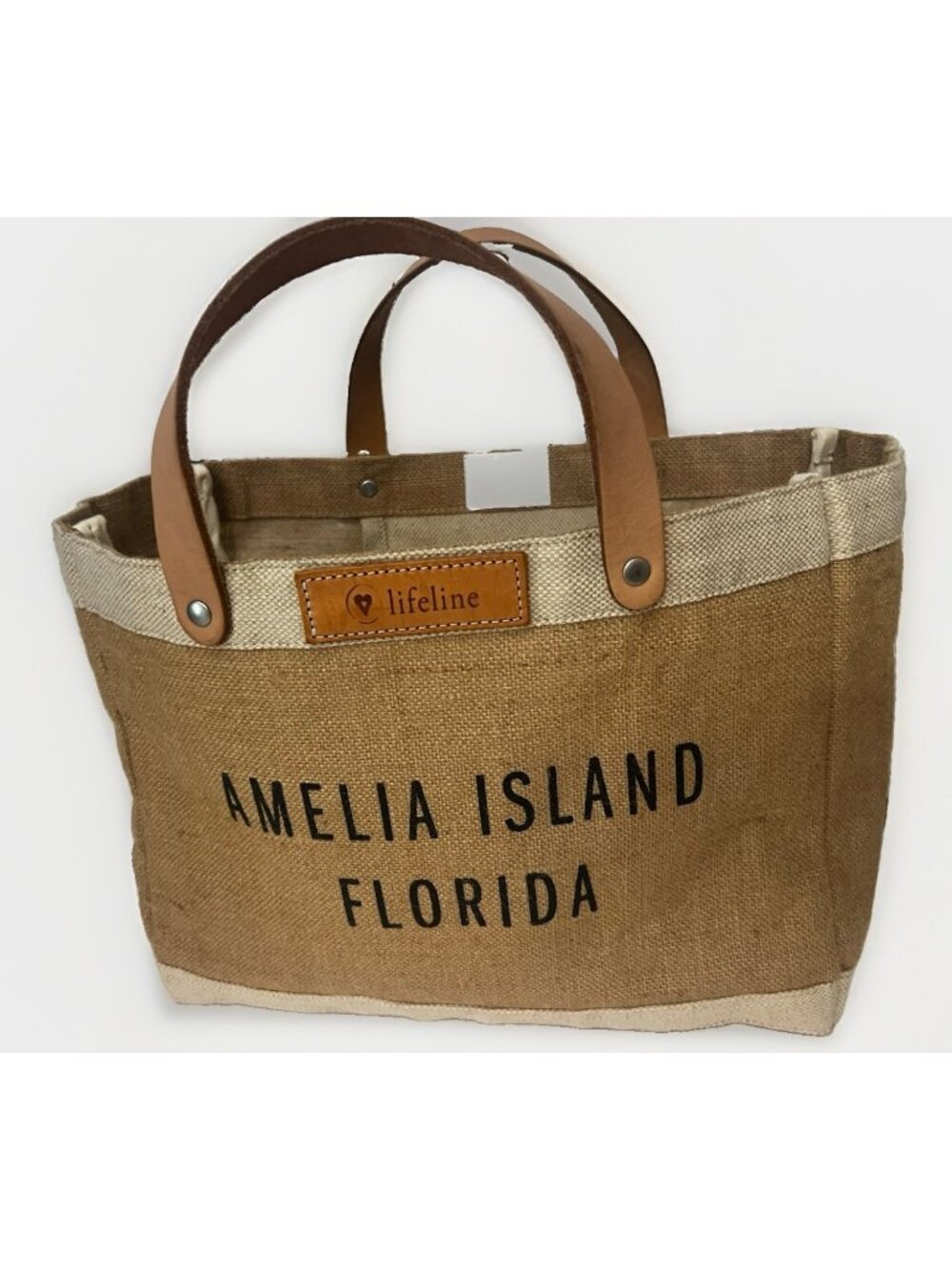 Amelia Island Florida APOLIS Global Citizen Jute & Leather Market Bag Tote